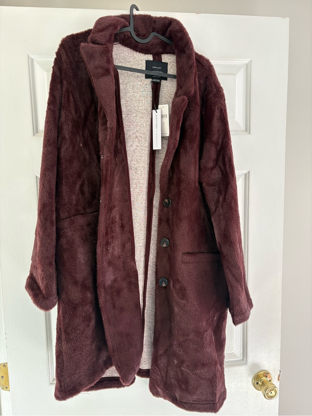 Anthropologie Burgundy Teddy Coat